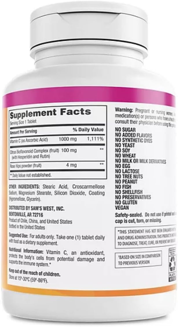 Member's Mark Vitamin C 1000 mg with Rosehips and Citrus Bioflavonoids (500 ct.)