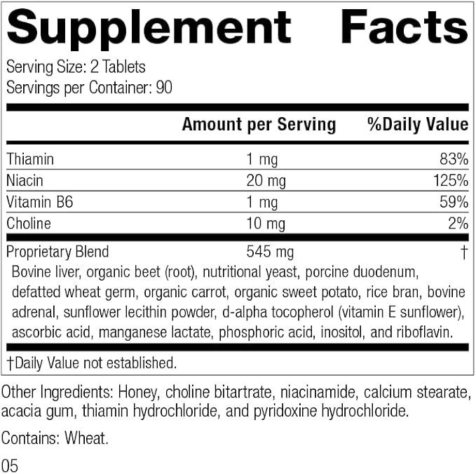 Standard Process Cataplex B - Whole Food Formula with Niacin, Vitamin B6, Thiamine, and Inositol for Heart Health, Metabolism, and Cholesterol Maintenance - 180 Tablets