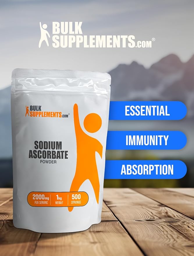 BulkSupplements.com Sodium Ascorbate Powder - for Immune Support, Sodium Ascorbate Vitamin C - Buffered Vitamin C, Gluten Free, 2000mg per Serving, 5kg (11 lbs) (Pack of 5)