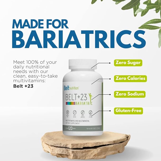 Belt +23 Bariatric Multivitamin and Multimineral Tables (Gastric Bypass, Sleeve Gastrectomy) with Iron - No Flavor - 1 Month Supply