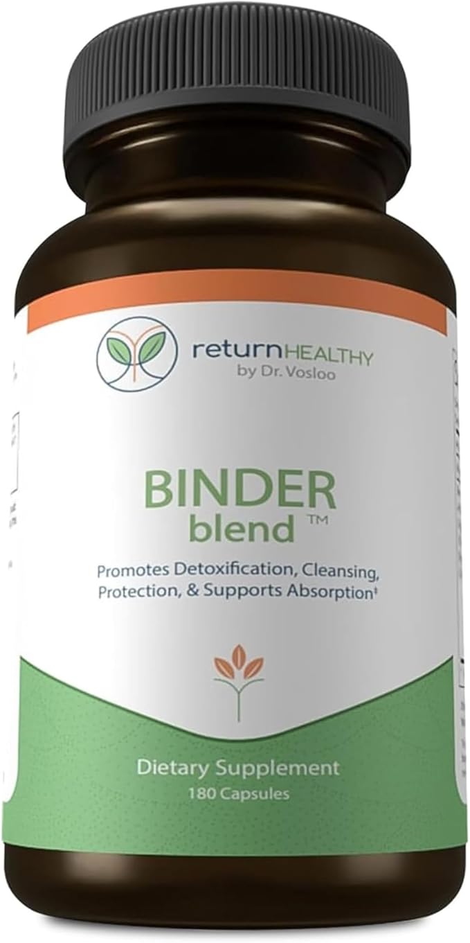 Binder Blend - Toxin Binder Supplement, Detox Capsules for a Healthy Gut - 180 Capsules - 90 Servings - 960mg Activated Charcoal & 480mg Organic Chlorella - Bloating Relief - Bentonite Clay