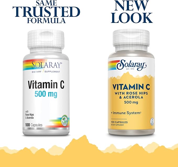 Solaray C w/Rose HIPS & Acerola, Capsule (Btl-Plastic) 500mg | 100ct