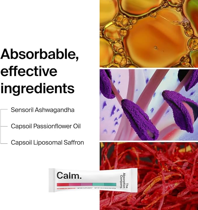 Calm Drink Mix - Relaxation Aid with Magnesium, Ashwagandha, L-Theanine, & Vitamin D - Supports Cortisol Regulation and Mood for Men & Women - Watermelon Lemonade Flavor 28 Sticks