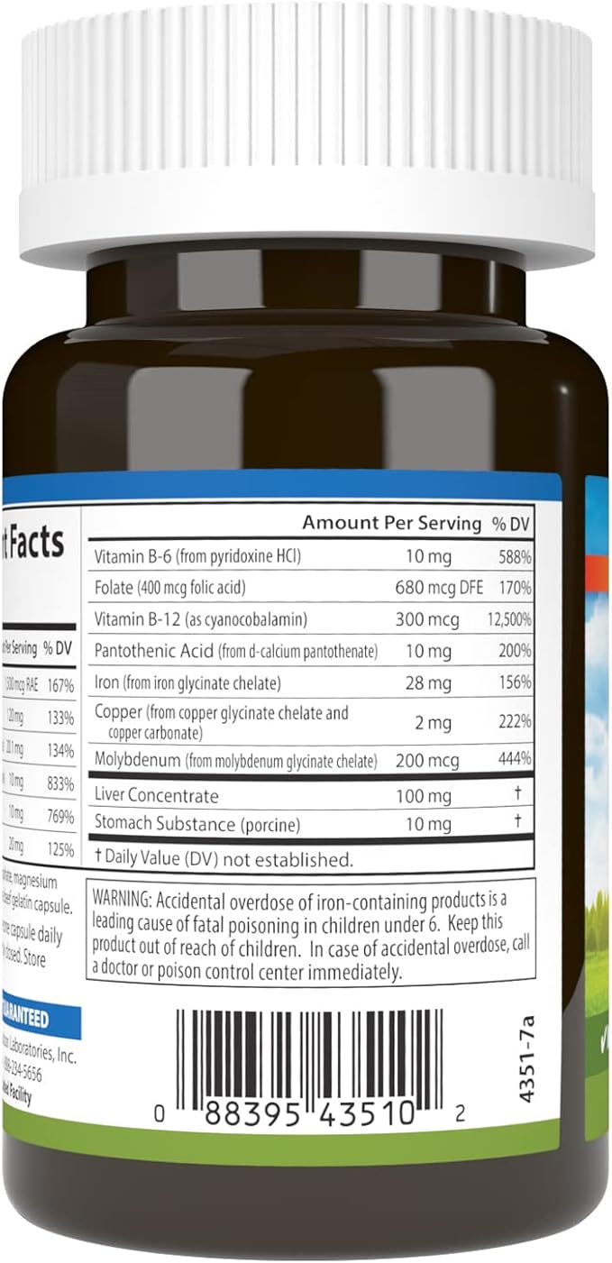 Carlson - Women's Iron Restore, 28 mg Iron + B Vitamins, Menstrual Support, Iron Absorption & Women's Health, 60 Capsules