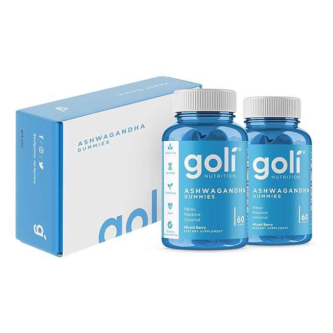 Goli Ashwagandha & Vitamin D Gummy 120 Count - Relax. Restore. Unwind. (Mixed Berry, KSM-66, Vegan, Plant Based, Non-GMO, Gluten-Free & Gelatin Free), Pack of 2