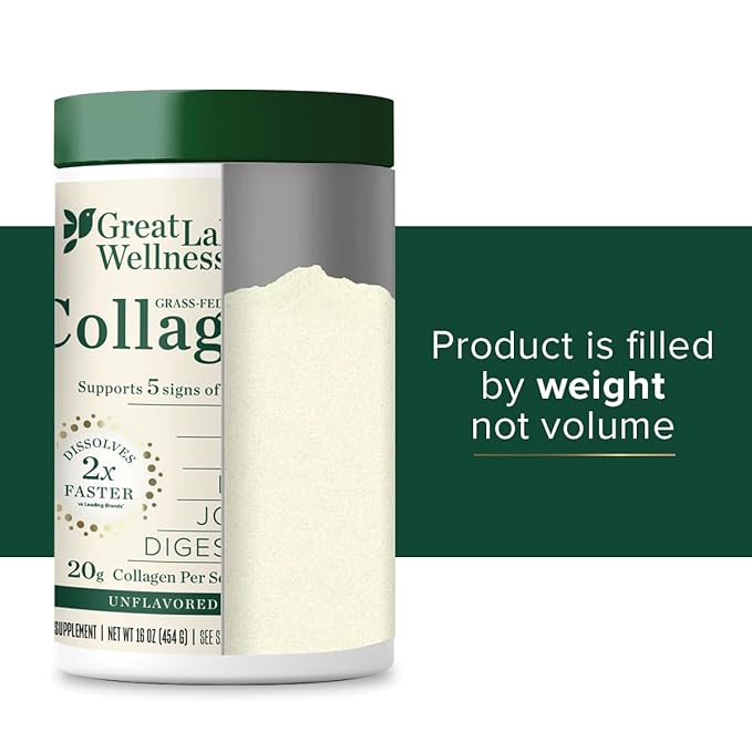 Great Lakes Wellness Collagen Peptides Powder for Skin, Hair, Nails, Joints & Digestion - Unflavored - Quick Dissolve Hydrolyzed, Non-GMO, Keto, Kosher - 16oz - 4 Pack - Packaging May Vary