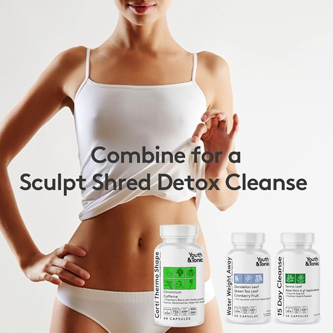 Youth & Tonic Corti-Thermo Shape 60 Capsules Advanced Diet Pills as Support for Energy Metabolism Focus Cravings for Men and Women with Caffeine Chromium Glucomannan Guarana Hoodia Gordonii I