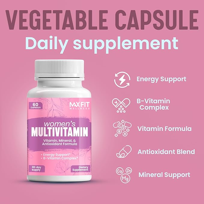 Women's Multivitamin – Complete Multivitamin for Women 50+ with Essential Vitamins A, B, C, D, E, Calcium & Iron – Supports Energy, Mood, Hair, Skin, Nails & Overall Health – 60 Capsules