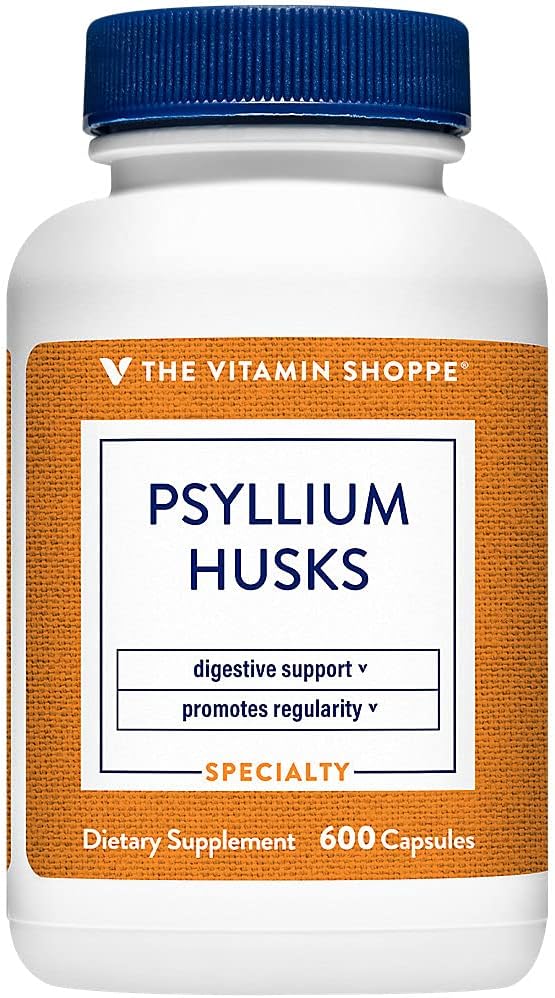 Psyllium Husks – Plantago Ovata Fiber Supplement That Supports Regularity & Healthy Cholesterol, 840 mg per Serving - Gluten Free (600 Capsules) by The Vitamin Shoppe