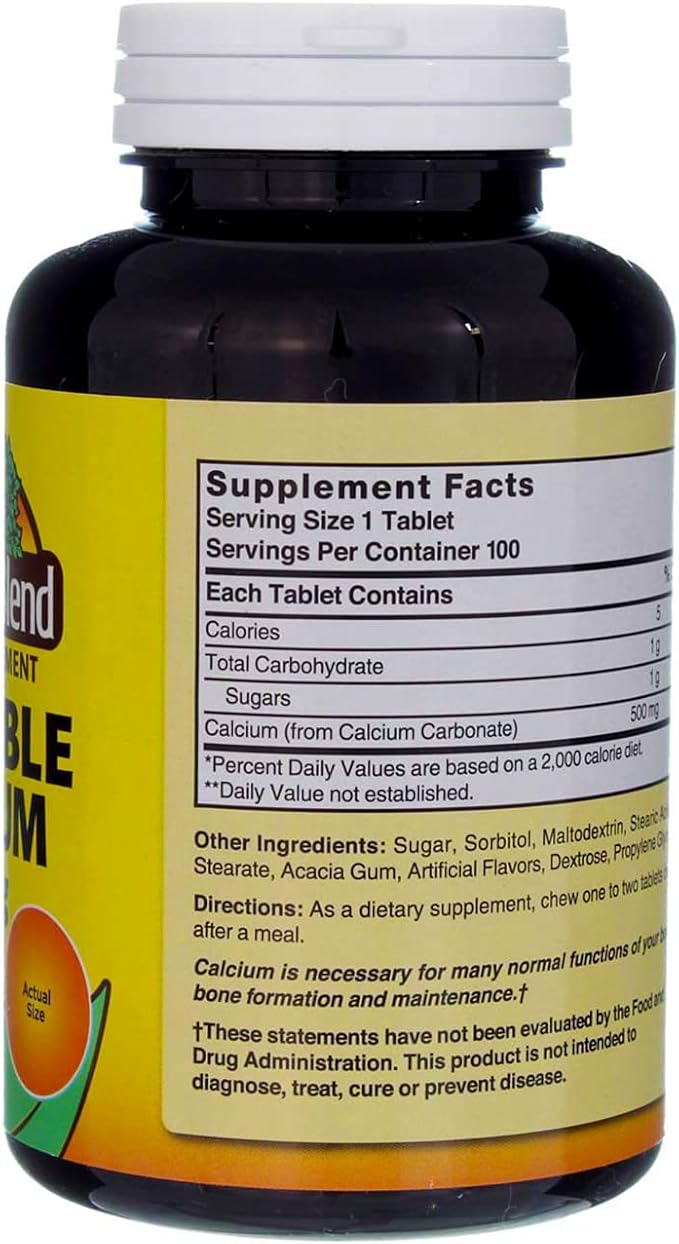 Nature's Blend Calcium Chewable Bavarian Cream 500 mg 100 Tabs