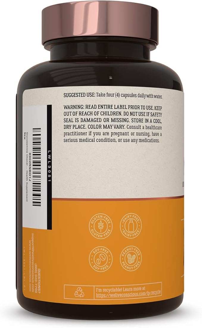 MoveWell by LiveConscious Glucosamine Chondroitin with MSM, Hyaluronic Acid, and More | Joint Health Supplement (2-Pack)