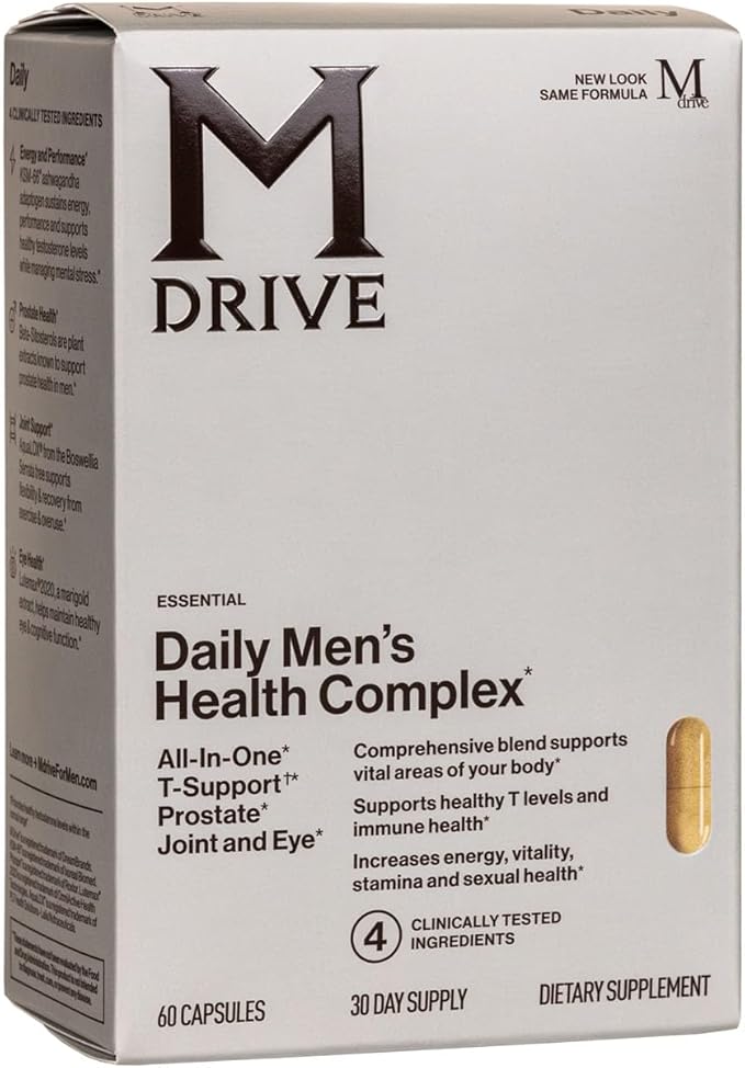 Mdrive Classic Testosterone Booster for Men, Support Healthy Prostate, Eyes, Joint, Energy, Stress Relief, KSM-66 Ashwagandha, Beta-Sitosterols, 60ct.