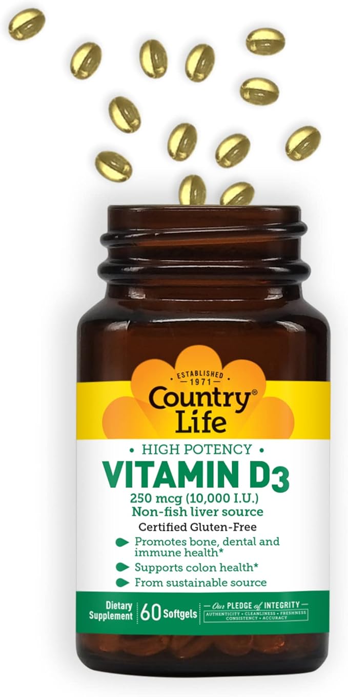 COUNTRY LIFE Vitamin D3 10000 IU, 60 CT
