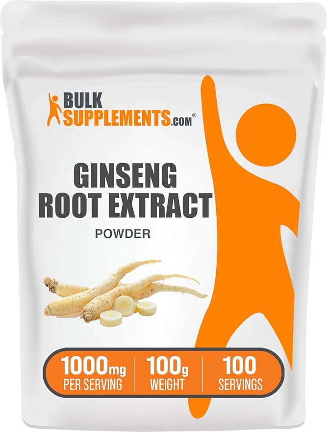 BulkSupplements.com Ginseng Root Extract Powder - Ginseng Supplement, Ginseng Herbal Supplements, Panax Ginseng - Vegan & Gluten Free, 1000mg per Serving, 100g (3.5 oz) (Pack of 1)