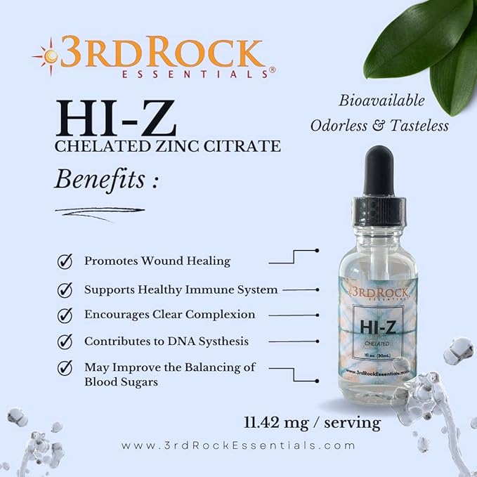 | HI-Z Zinc Immune Support Supplement | All Natural Liquid Zinc Supplement Dietary Supplement | All Natural Personal Care (1 fl oz | 120 Servings)