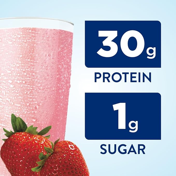 Ensure Max Protein Creamy Strawberry Nutrition Shake | 30g Protein, 1g Sugar, 4g Fiber Blend | 12 Pack