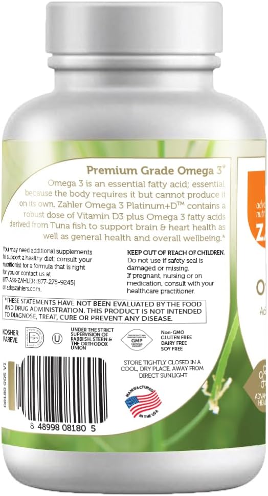 Zahler Omega 3 with Vitamin D - Omega D3 Fish Oil with Vitamin D3, 600 mg of EPA and 400 mg of DHA - Kosher Omega 3 Supplement for Women and Men - Omega 3 Fish Oil 2000mg per Serving (360 Softgels)