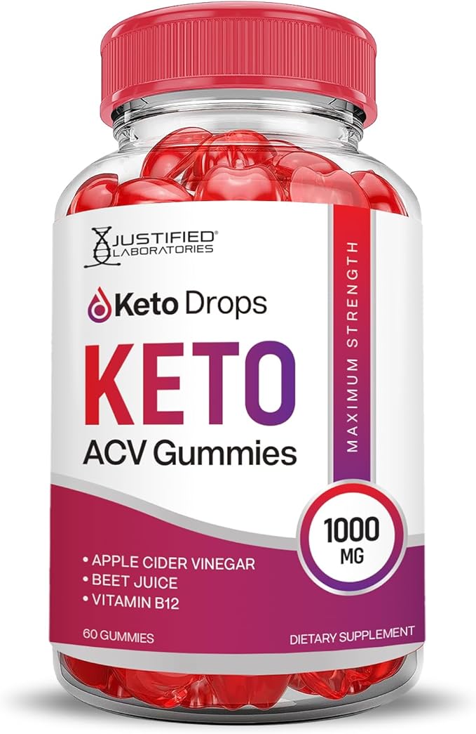 (10 Pack) Keto Drops Keto ACV Gummies Advanced Formula 1000MG Keto Drops Keto Gummies Apple Cider Vinegar Formulated with Pomegranate Beet Juice Powder B12 Vegan Non GMO 300 Gummys