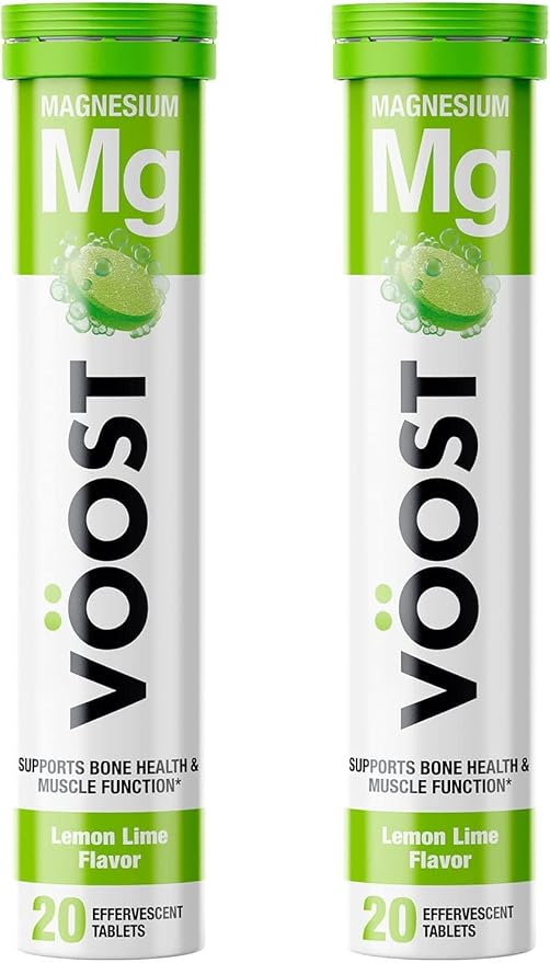 VOOST, Magnesium, Supports Bone Health and Muscle Health, Effervescent Vitamin Drink Tablet, No Sugar + Low Calorie Vitamin Supplement Blend, Lemon Lime Flavor, 40 Count