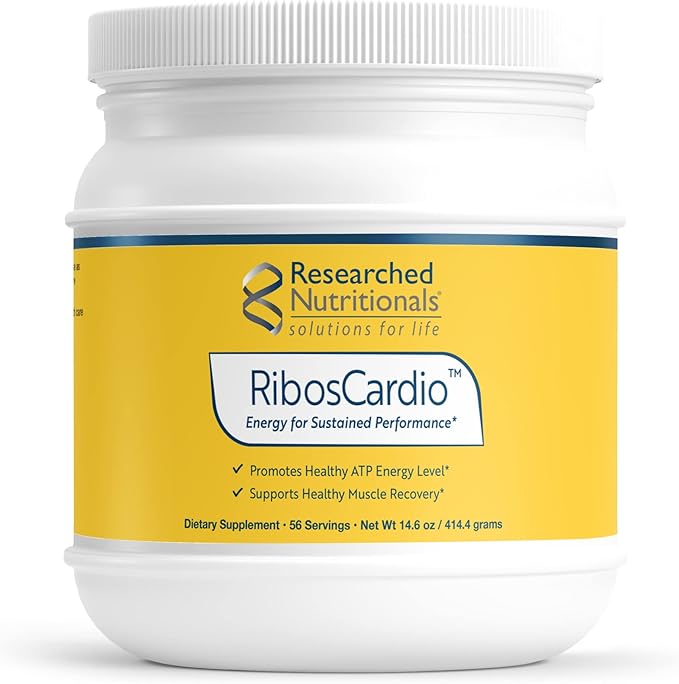 Researched Nutritionals RibosCardio ATP Energy Powder - D Ribose & L Carnitine Supplement with Magnesium, Malic Acid - Supports Muscle Recovery, Heart Health & Brain Health (41.4 g)