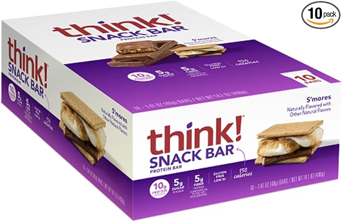 think! Protein Bars with Chicory Root for Fiber Snack Bars, 1.4 Oz