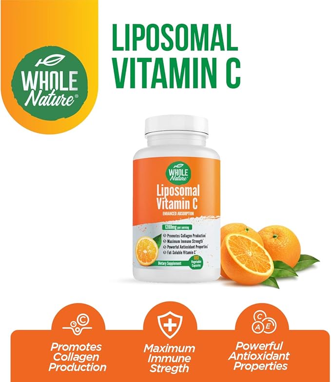 Liposomal Vitamin C Supplement Pills 1200 mg - High Absorption 180 Vegan Capsules Fat Soluble VIT C, Maximum Strength Immune System and Collagen Booster, Sunflower Lecithin