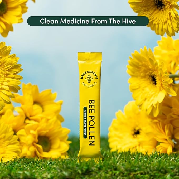 Beekeeper's Naturals - 100% Raw Bee Pollen Stick Packs, Natural Preserved Enzymes, Source of Vitamin B, Minerals, Amino Acids & Protein - Paleo & Keto Friendly, Gluten Free (15ct)