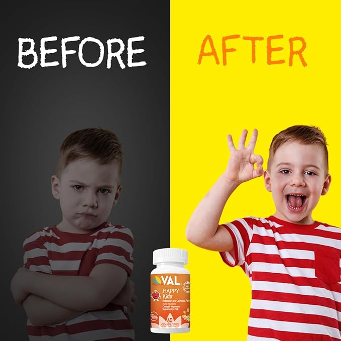 Chewable Magnesium for Kids, Relaxation and Calm Formula, Glycinate, Citrate, Taurate, Vitamin B6, D, C, Natural Apple Flavor, Sugar Free, Gluten Free, Non-GMO, 60 Chewable Tablets