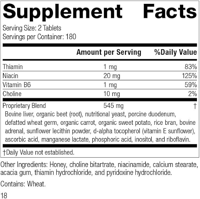 Standard Process Cataplex B - Whole Food Formula with Niacin, Vitamin B6, Thiamine, and Inositol for Heart Health, Metabolism, and Cholesterol Maintenance - 360 Tablets