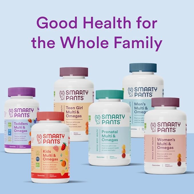 SmartyPants Toddler Multivitamin Gummies: Omega 3 Fish Oil (EPA/DHA), Vitamin D3, C, Vitamin B12, B6, Vitamin A, K & Zinc, Beta Carotene, Gluten Free, Three Fruit Flavors, 90 Count (30 Day Supply)