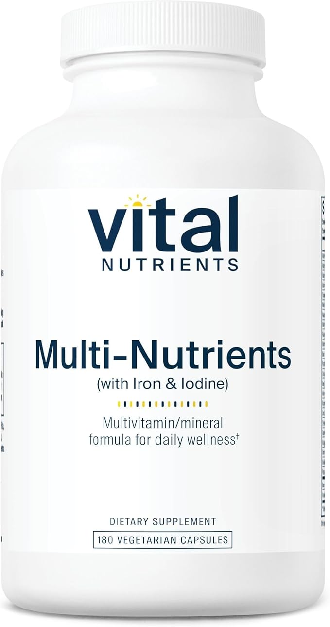 Vital Nutrients Multi-Nutrients with Iron and Iodine | Vegetarian Multivitamin and Mineral Supplement with Iron | Gluten, Dairy, Soy Free | Non-GMO | 180 Capsules