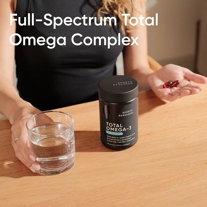 Sports Research Total Omega-3 Fish Oil from Wild Sockeye Salmon, Alaska Pollock, Antarctic Krill, Astaxanthin + Phospholipids & Wax Esters for Absorption | 960mg of EPA & DHA - Fresh Lemon Scent (120