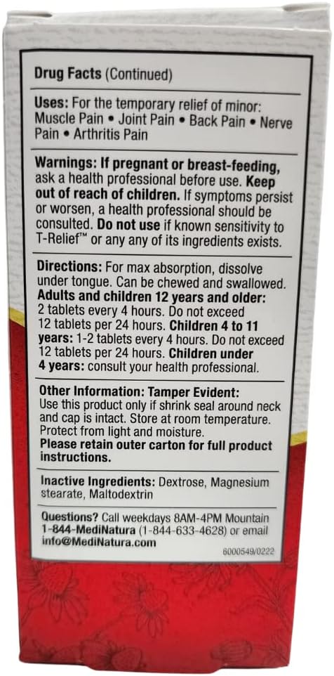 T-Relief Extra Strength Pain Relief Arnica +12 Natural Relieving Actives for Back Pain Joint Soreness Muscle Aches & Stiffness, Whole Body Fast-Acting Relief for Women & Men - 100 Tablets