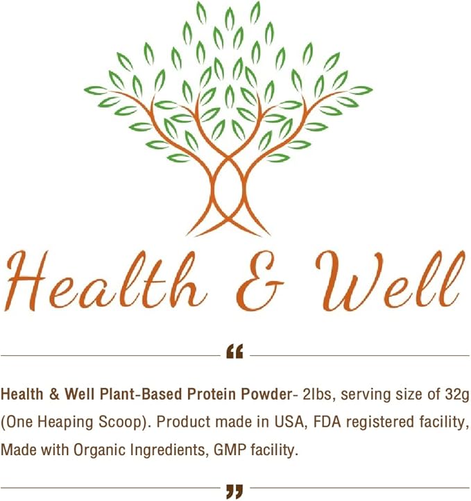 Health & Well Plant-Based Protein Powder, Contains Three Vegan proteins and Eight Different Super Fruits (Vanilla)