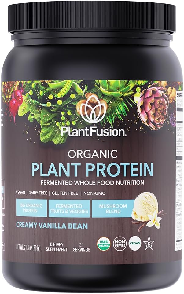 SOTRU Organic Vegan Protein Powder - Whole Food, Plant Based Protein Powder with Green Superfoods, Enzymes & Probiotics - USDA Certified Organic, Non-GMO, Gluten-Free - Vanilla 18.5 oz, 21 Servings