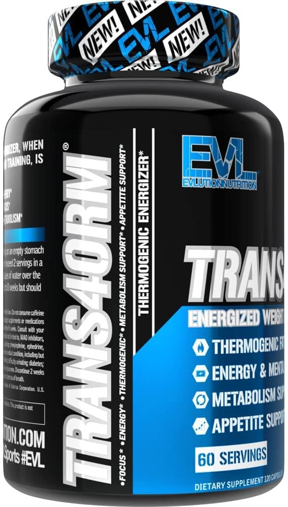 EVL Thermogenic Fat Burner Support - Fast Acting Weight Loss Energy and Appetite Support - Trans4orm Green Tea Fat Burner and Weight Loss Support Supplement for Men and Women - 60 Servings