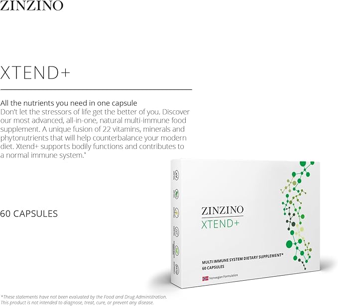 Xtend Plus Multi Immune Food Supplement with Essential Vitamins, Mineral & Vitamin C for Immune Support | No Synthetic | Increased Energy & Focus | Perfect for Men & Women (60 Capsules)