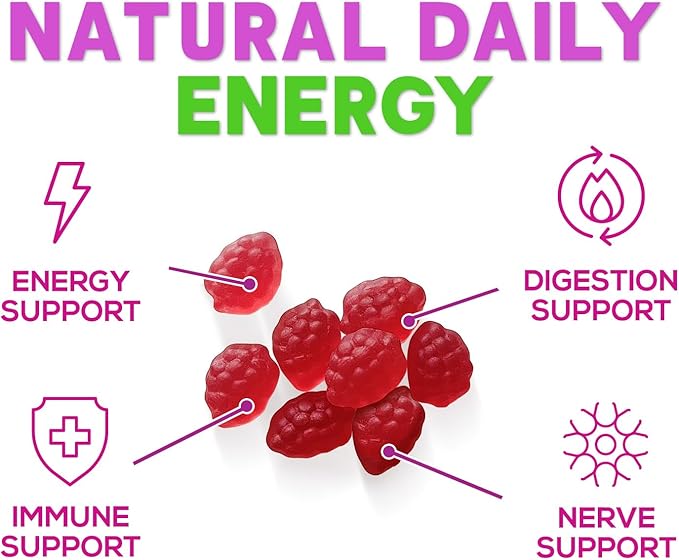B12 Gummies, Extra Strength Energy 3000 mcg Vitamin B12, B-12 Energy Metabolism & Immune System Support, Chewable Supplement for Adults & Kids, Caffeine Free, Berry Flavored Gummy, Vegan - 60 Count