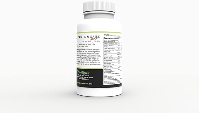 Wellgenix Purvana Max Hair, Skin, & Nails Vitamin Capsules, Double Strength Biotin 5000MCG, Fo-Ti Root, VIT A & B, Folic Acid (2 Pack)