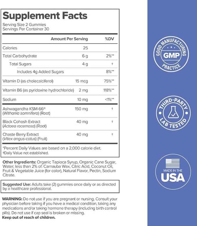 MENO Gummies for Menopause, 30 Servings (Pack of 3) - Hormone-Free Menopause Supplements for Women With Black Cohosh & Ashwagandha KSM-66 - Helps Alleviate Hot Flashes, Night Sweats, & Mood Swings