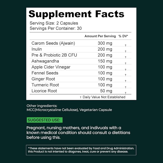 Gut Health Supplement Coreboost with Ashwagandha, Carom Seeds, Turmeric - Prebiotics and Probiotics for Women & Men - 2 Billion CFU-Best for Digestive Health, Bloating Relief, Gas Reduction