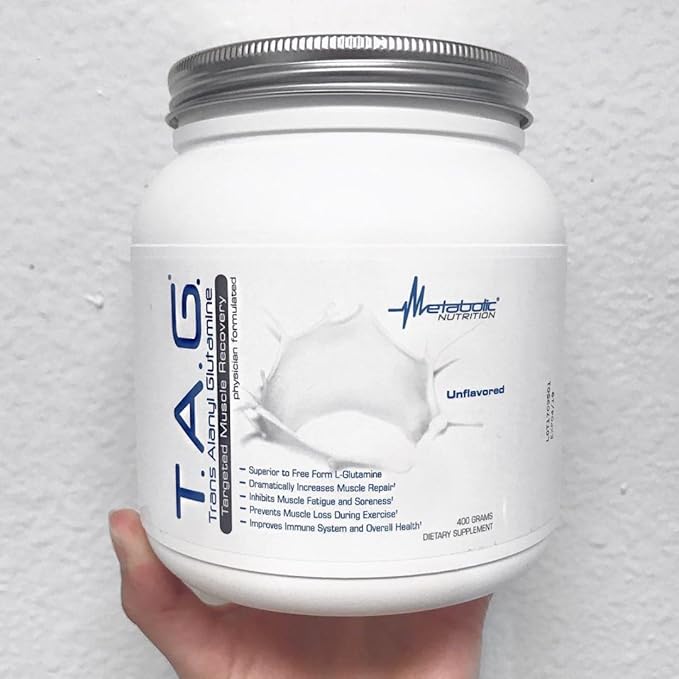 Metabolic Nutrition, TAG, Trans Alanyl Glutamine, 100% L-Glutamine Peptide Powder, Pre Intra Post Workout Supplement, 400 Grams (40 Servings) (Blue Raspberry)