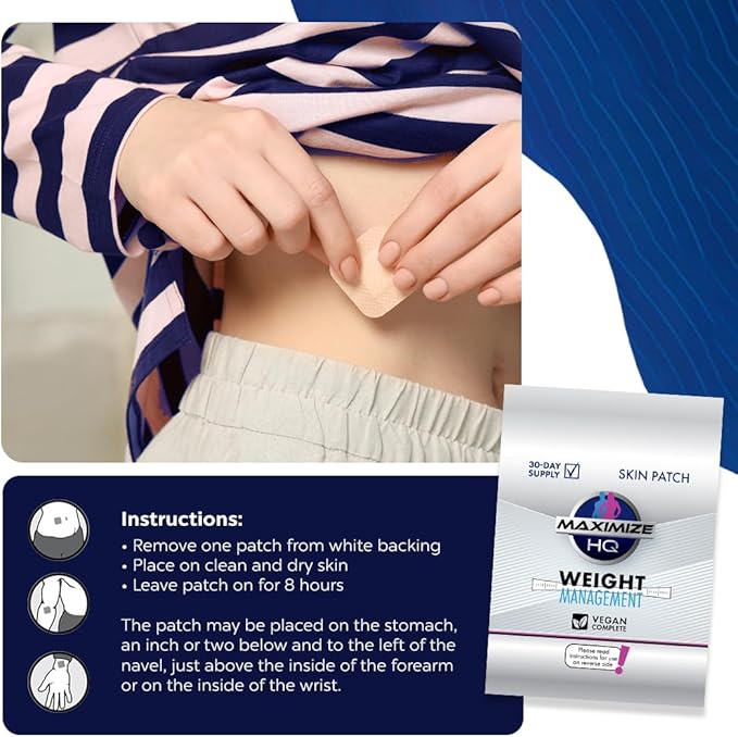 Weight Management Patches - Hoodia Appetite Suppressant - 7 Keto DHEA - 8 Hour Time-Release - Gluten Free