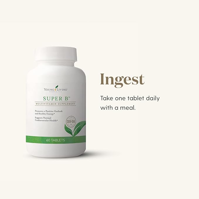 Young Living Super B Tablets | 60 Count Bottle | B Vitamins & Minerals | Supports Healthy Energy Levels | Keto-Friendly | Natural Folate Source | Contains Calcium, Magnesium, and Vitamin B6