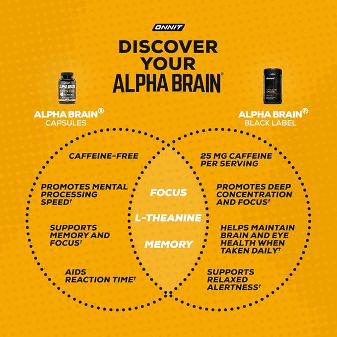 ONNIT Alpha Brain Nootropic Brain Supplement for Men & Women | Memory, Mental Clarity & Cognitive Improvement | Focus Capsules with L-Theanine, Vitamin B6 & Phosphatidylserine (90 Count)
