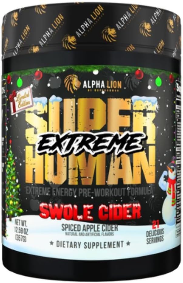 ALPHA LION Superhuman Extreme Pre Workout Powder, Beta Alanine, L-Taurine & Tri-Source Caffeine for Sustained Energy, Nitric Oxide & Citrulline for Pump (21 Servings, Sour Gummy Bear Flavor)