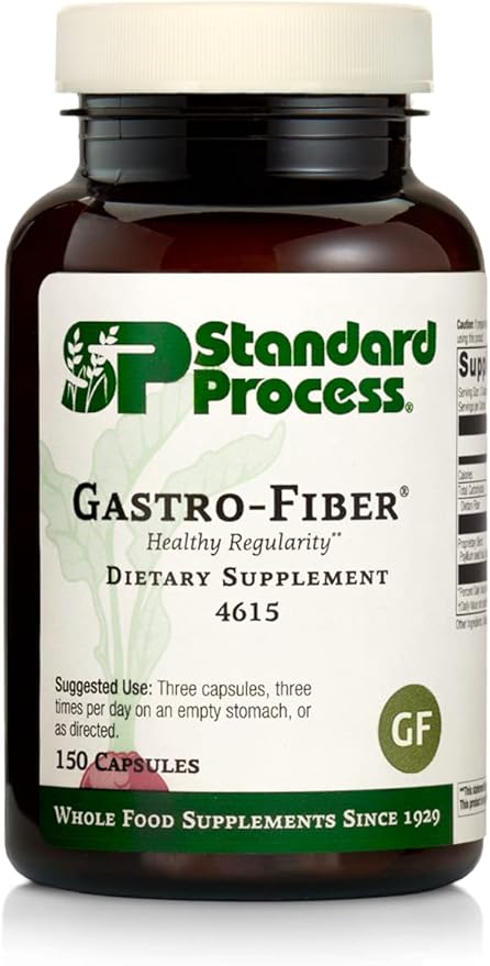 Standard Process Gastro-Fiber - Whole Food Digestion and Digestive Health, Indigestion, and Cramps with Collinsonia Root, Apple Pectin, and Fennel Seed - 150 Capsules