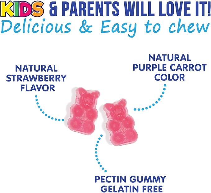 Fiber Gummies for Kids Supplement - Daily Prebiotic Fiber for Kids, Supports Regularity, Digestive Health & Immune Support, Nature's Plant Based Chicory Root Vitamins, Vegan, Berry Flavor, 120 Gummies