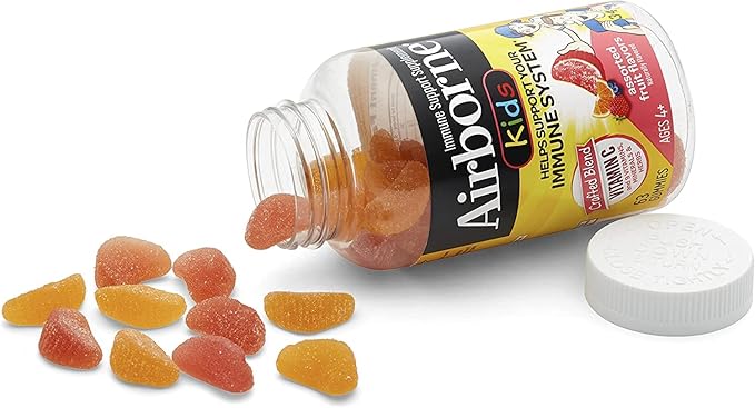 Airborne Kids 500mg Vitamin C Gummies, Kids Immune Support Zinc Gummies with Powerful Antioxidants VIT C & E - 63 Gummies, Assorted Fruit Flavor (Pack of 2)