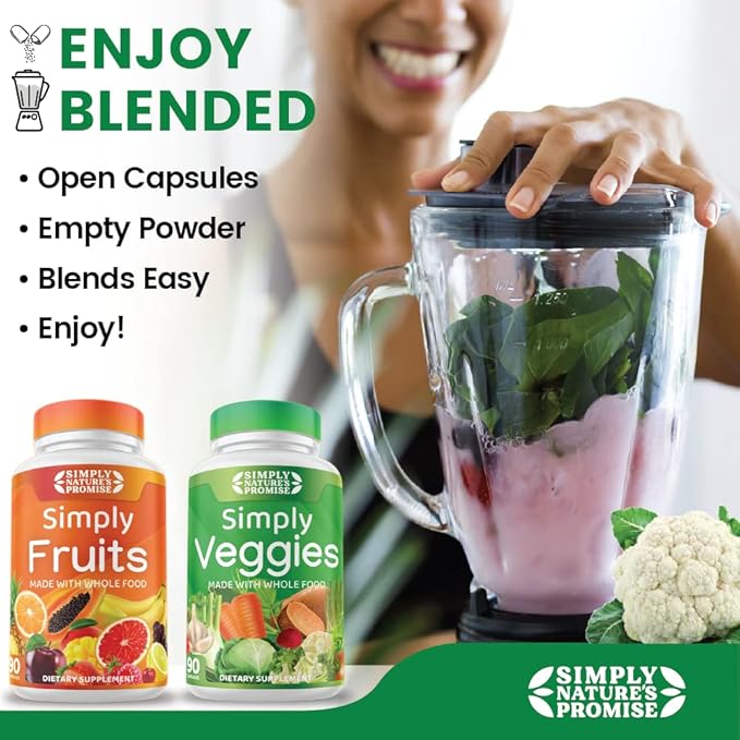 Simply Nature's Promise - Packed with Over 40 Different Fruits & Vegetables - Made with Whole Food Superfoods - with Aloe Vera - 100% Soy Free – 180 Capsules